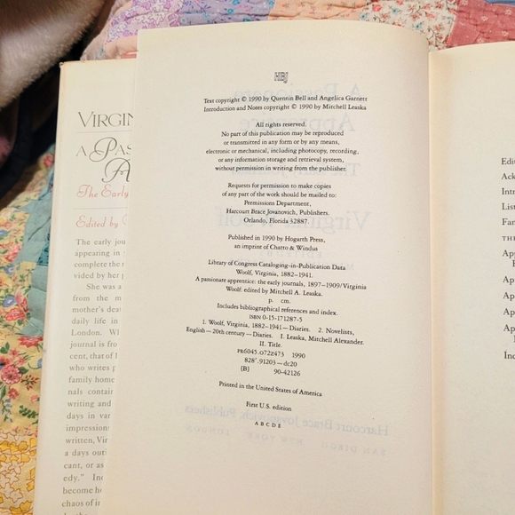 A Passionate Apprentice Hardcover Book by Virginia Woolf 1st Edition 1990 EUC - Picture 5 of 6